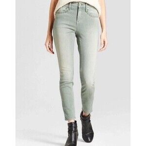 Mossimo Denim 00 size 24R High Rise Skinny Jeans Green Embroidered Pockets